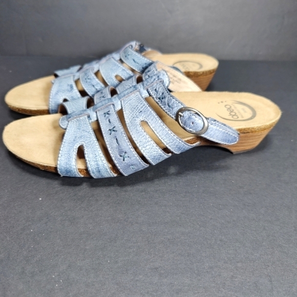 Abeo Paula Bio System  Orthotic Leather Buckle Slip On Sandal Blue Women's Sz 9N - Picture 1 of 9